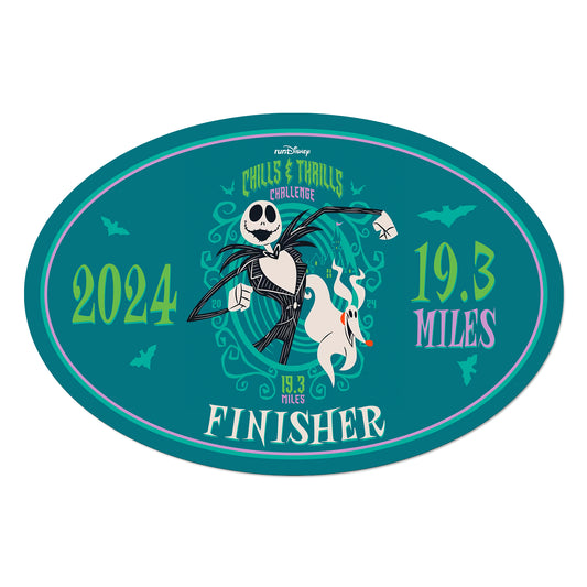 Disneyland Halloween Half Marathon Weekend 2024 Chills and Thrills Challenge 19.3 Miles FINISHER Decal or Car Magnet