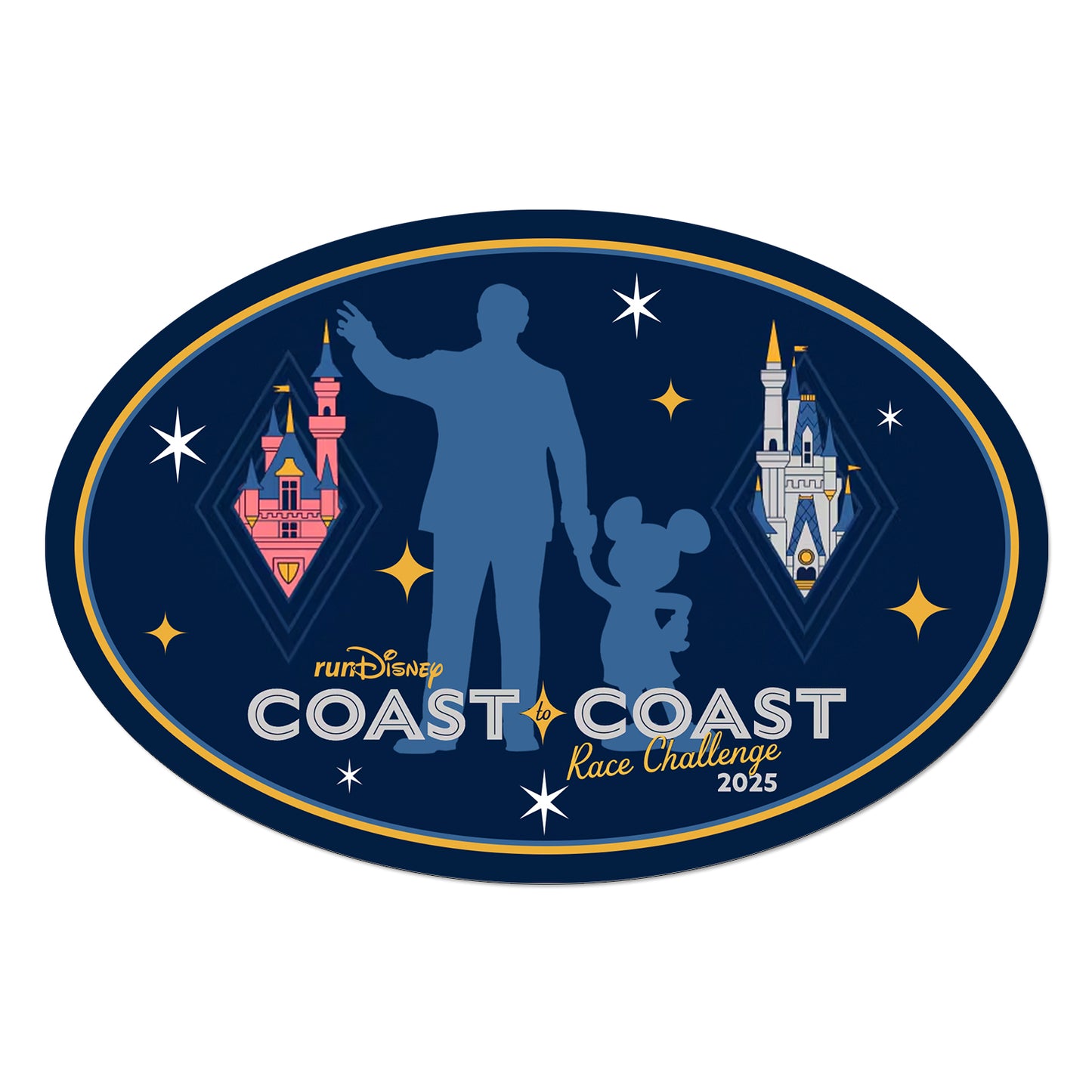 RunDisney and Disneyland Half Marathon Coast to Coast 2025 FINISHER or NO WORDS Decal or Car Magnet