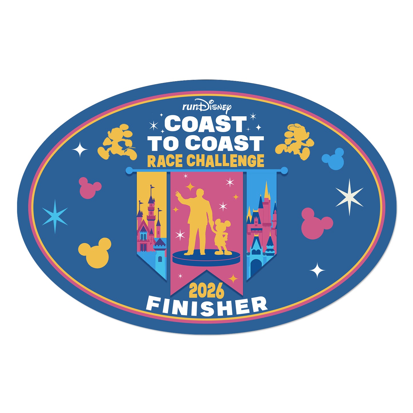 RunDisney and Disneyland Half Marathon Coast to Coast 2026 IN TRAINING or FINISHER or NO WORDS Decal or Car Magnet