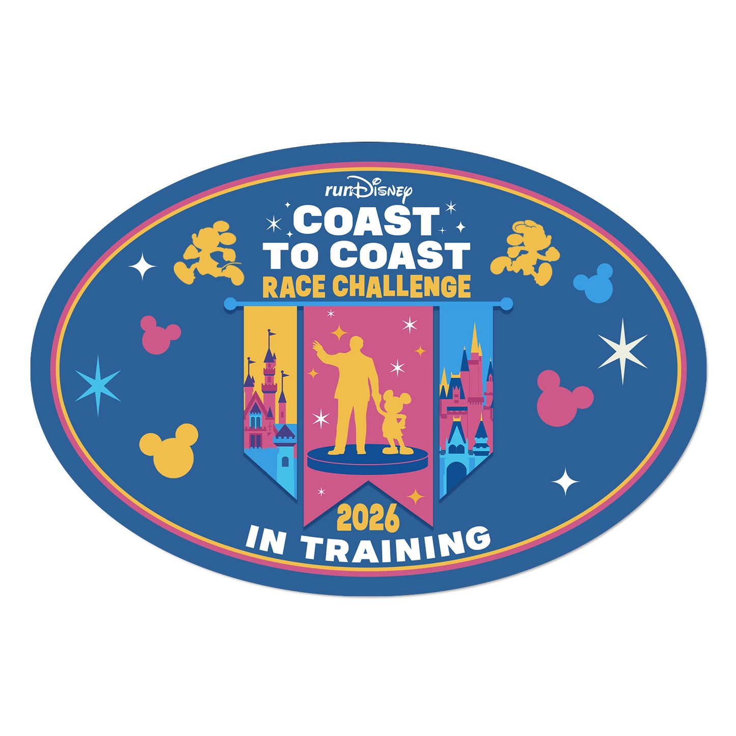 RunDisney and Disneyland Half Marathon Coast to Coast 2026 IN TRAINING or FINISHER or NO WORDS Decal or Car Magnet