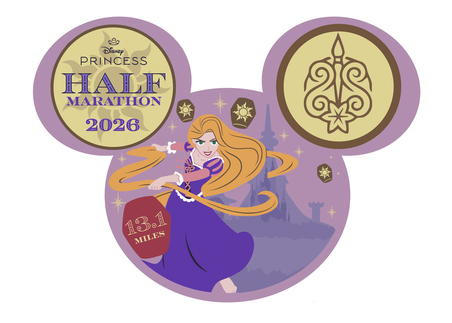 RunDisney Princess Half Marathon Weekend Races 2026 13.1 Miles Mickey Mouse Head Decal ONLY