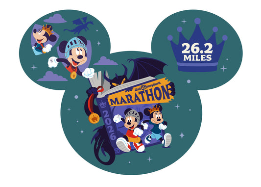 RunDisney Marathon Weekend Races 2026 Marathon 26.2 Miles Mickey Mouse Head Decal ONLY
