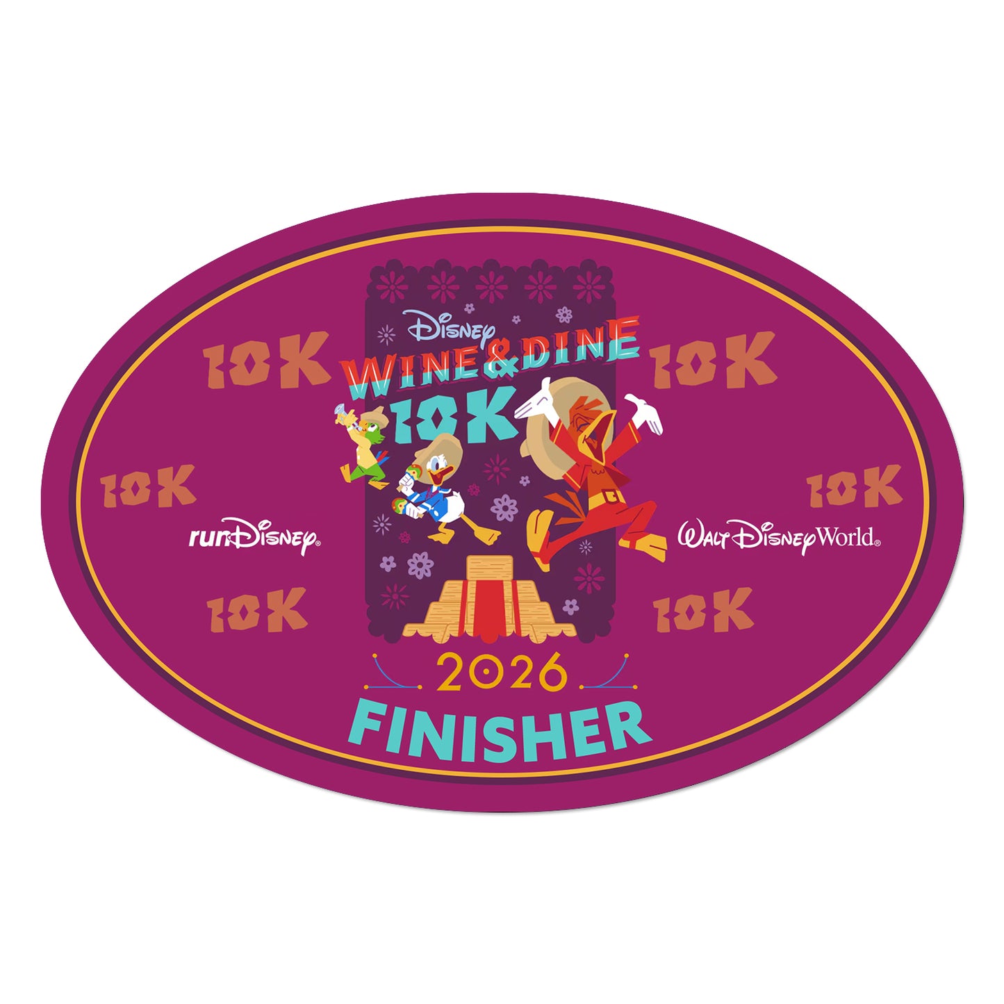 RunDisney Wine & Dine Weekend 2026 10K 6.2 Miles NO WORDS or FINISHER Decal or Car Magnet