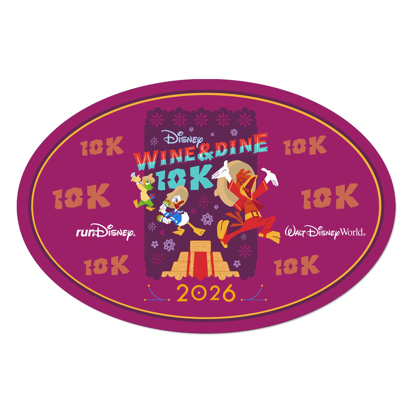 RunDisney Wine & Dine Weekend 2026 10K 6.2 Miles NO WORDS or FINISHER Decal or Car Magnet