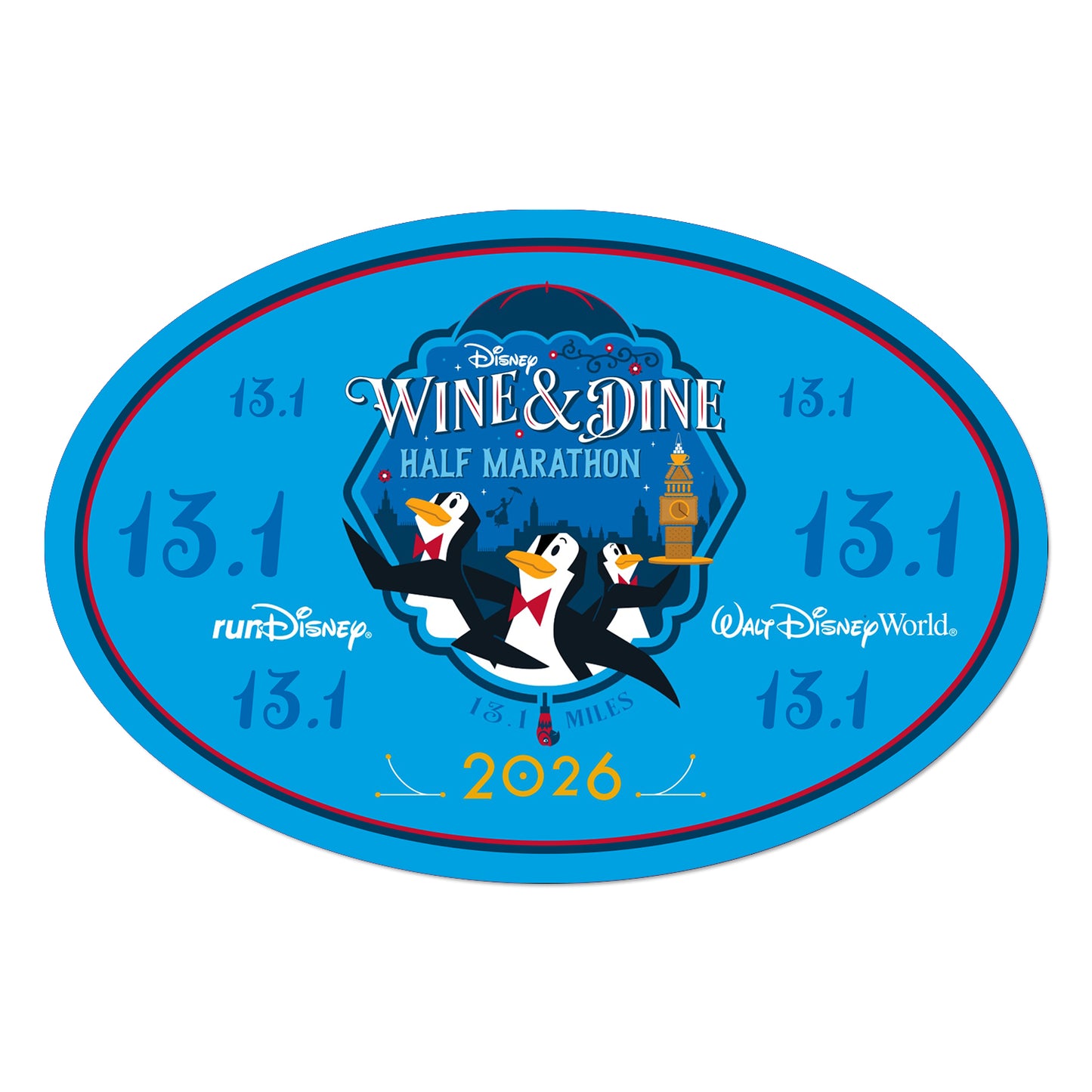 RunDisney Wine & Dine Weekend 2026 Half Marathon 13.1 Miles NO WORDS or FINISHER Decal or Car Magnet