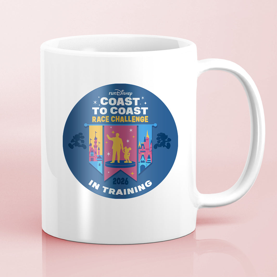 RunDisney and Disneyland Coast To Coast Race Challenge 2026 IN TRAINING or FINISHER or NO WORDS Water Bottle Mug Sticker
