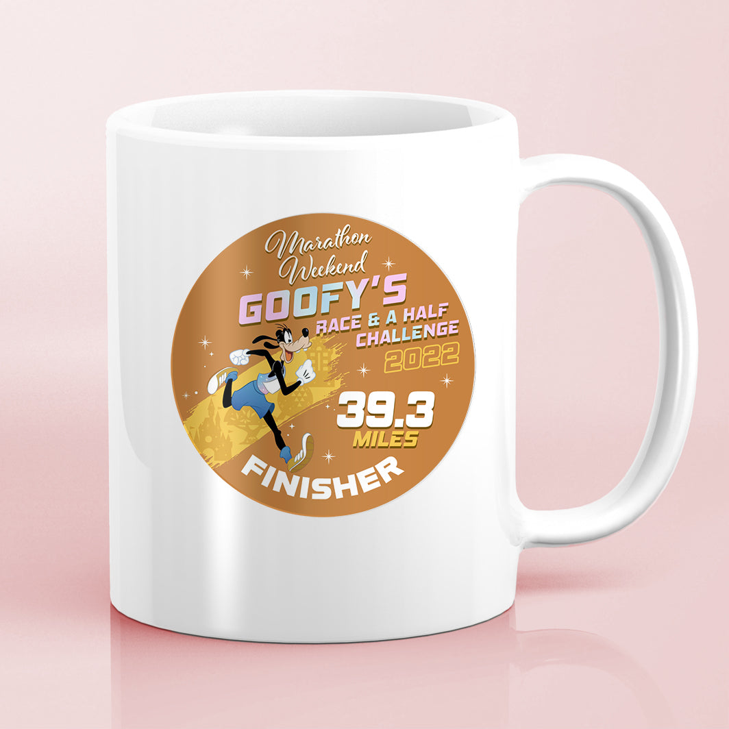 RunDisney Marathon Weekend 2022 Goofy Challenge 39.3 Miles FINISHER Water Bottle Mug Sticker