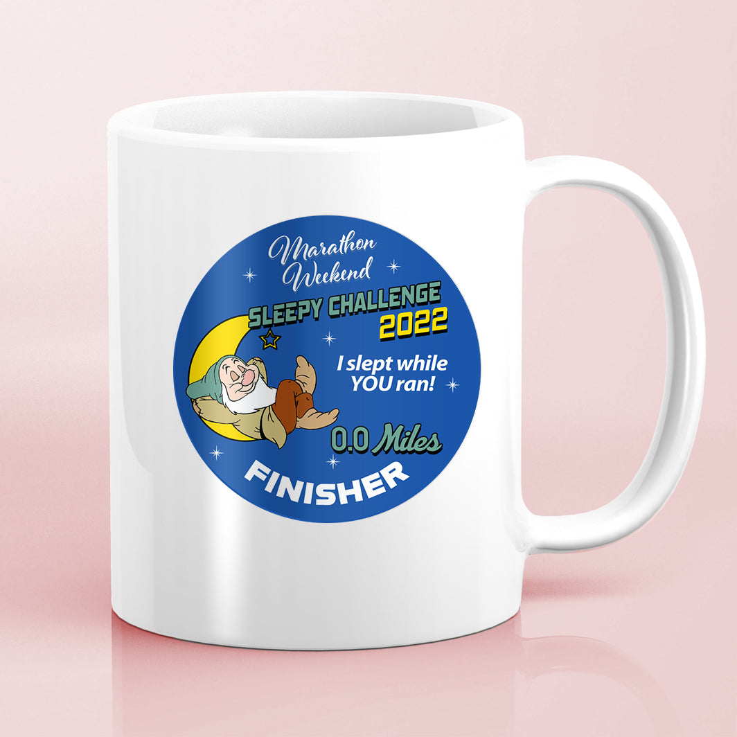RunDisney Marathon Weekend 2022 Sleepy Challenge 0.0 Miles FINISHER Water Bottle Mug Sticker