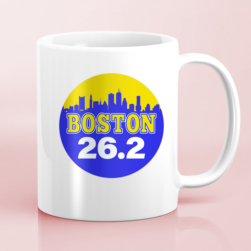 Boston Skyline 26.2 Marathon Water Bottle Mug Sticker