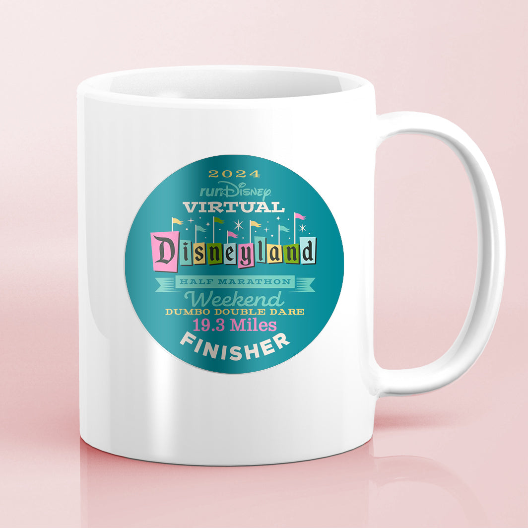 Disneyland Half Marathon Weekend 2024 Dumbo Double Dare 19.3 Miles Virtual FINISHER Water Bottle Mug Sticker