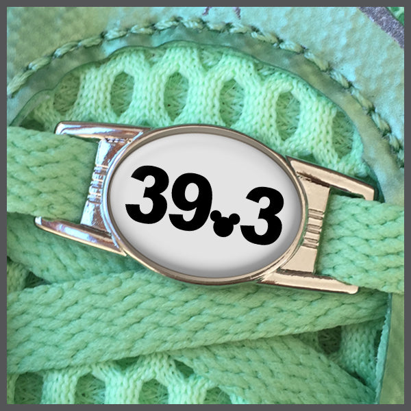 RunDisney Race Distance 39.3 with Mouse Head Decimal Shoe Charm or Zipper Pull