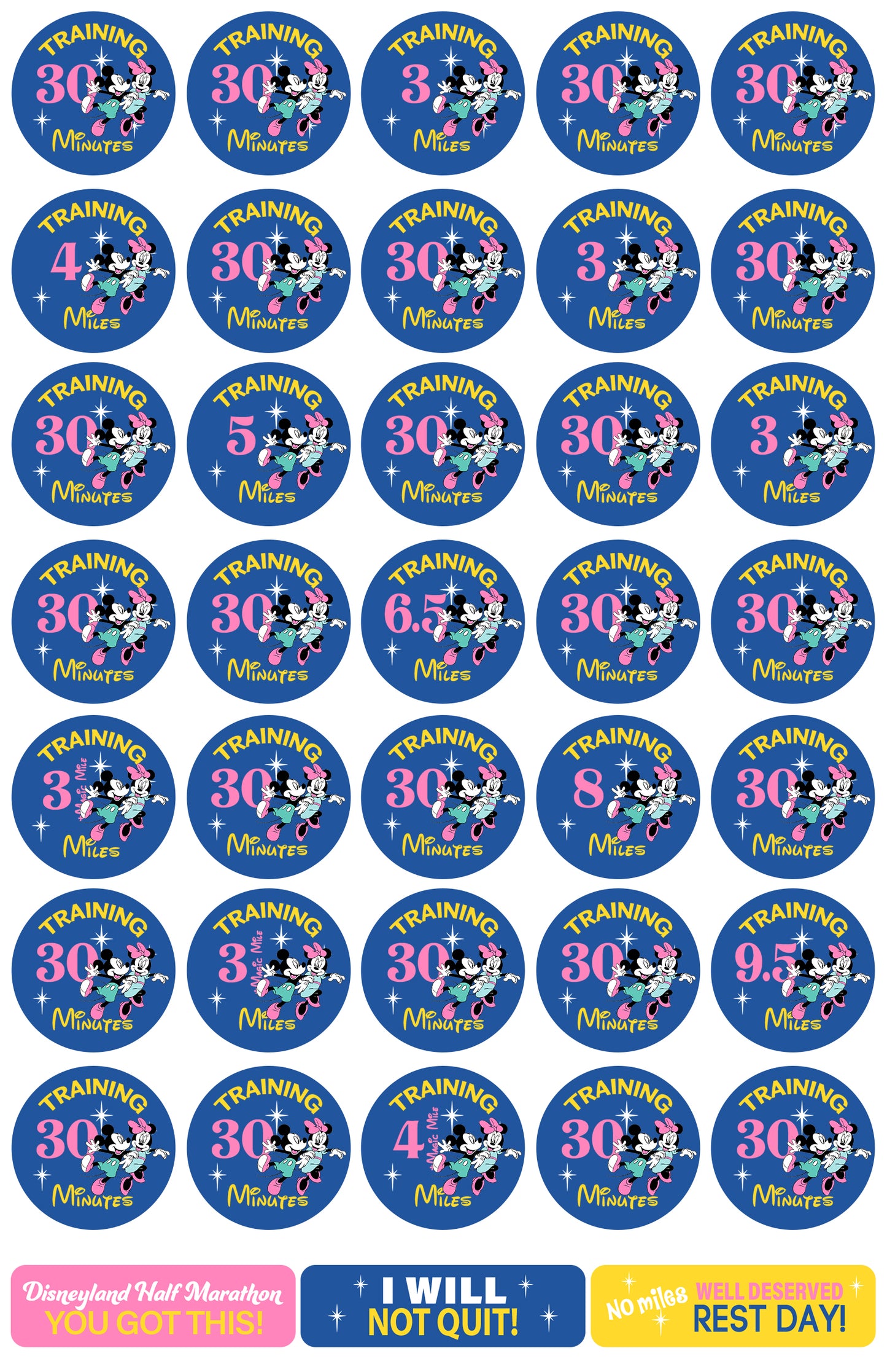 Disneyland Half Marathon Weekend Half Marathon 19-Week Galloway Training Plan Stickers THEMED 2024