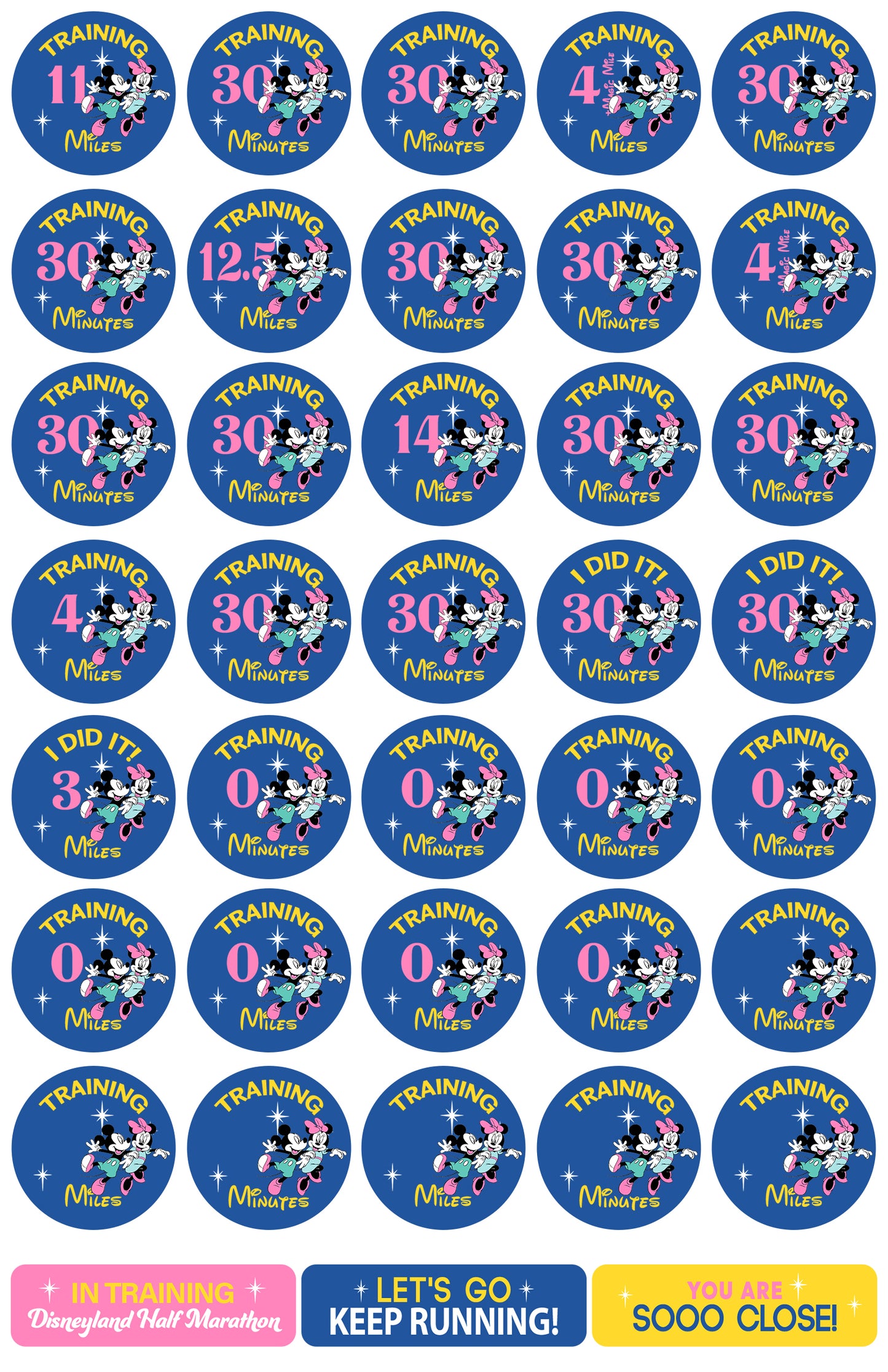 Disneyland Half Marathon Weekend Half Marathon 19-Week Galloway Training Plan Stickers THEMED 2024