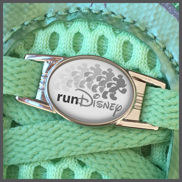 RunDisney Running Mouse Design Grey on White Background Shoe Charm or Zipper Pull