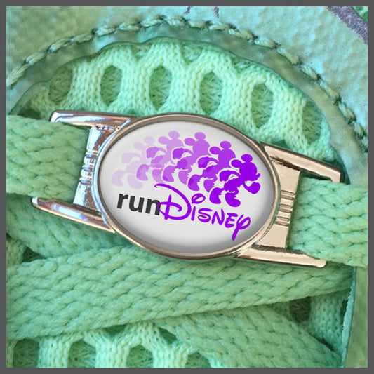RunDisney Running Mouse Design Purple on White Background Shoe Charm or Zipper Pull