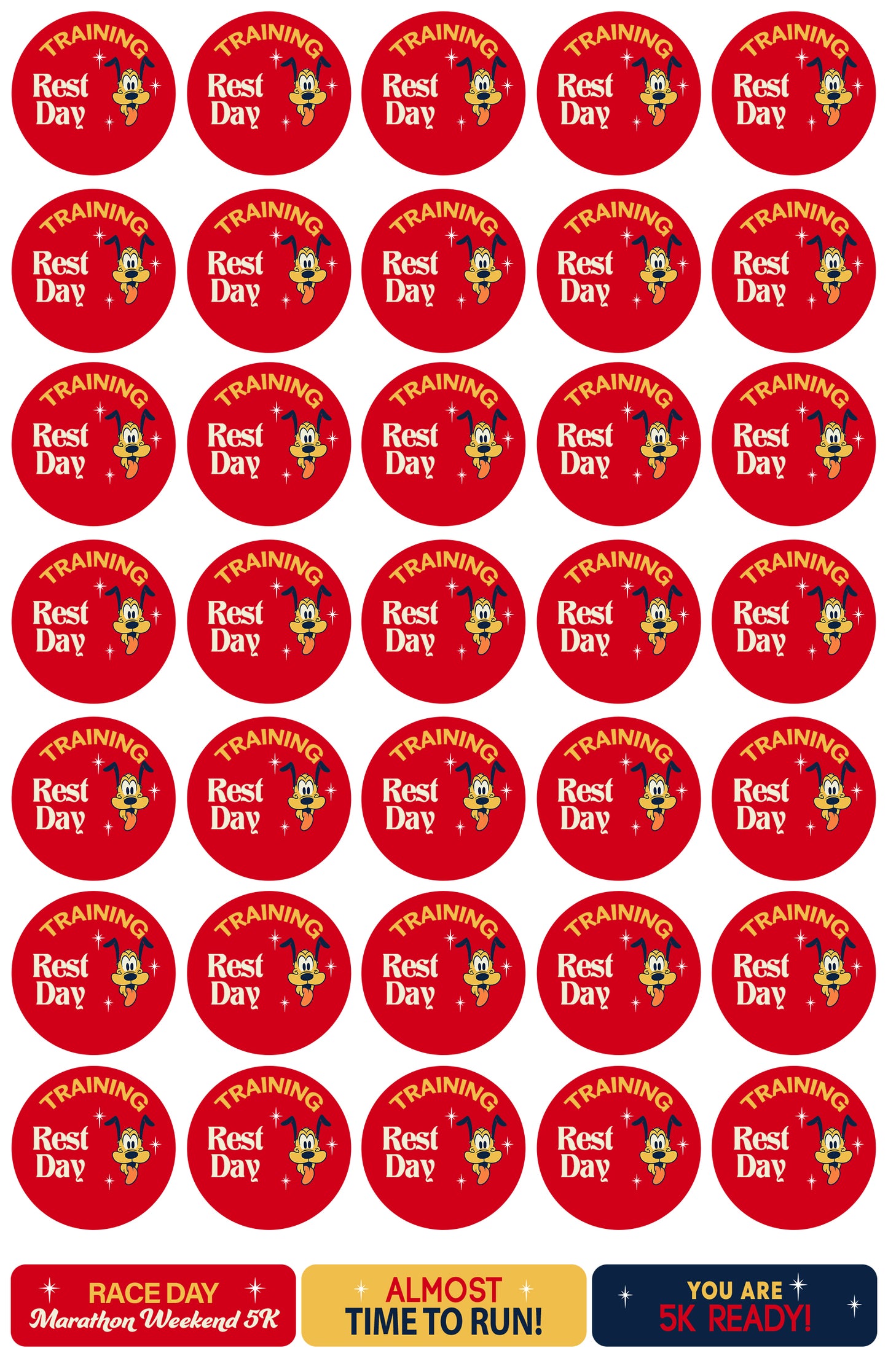 RunDisney Marathon Weekend 5K 3.1 Miles 13-Week Galloway Training Plan Stickers THEMED 2027