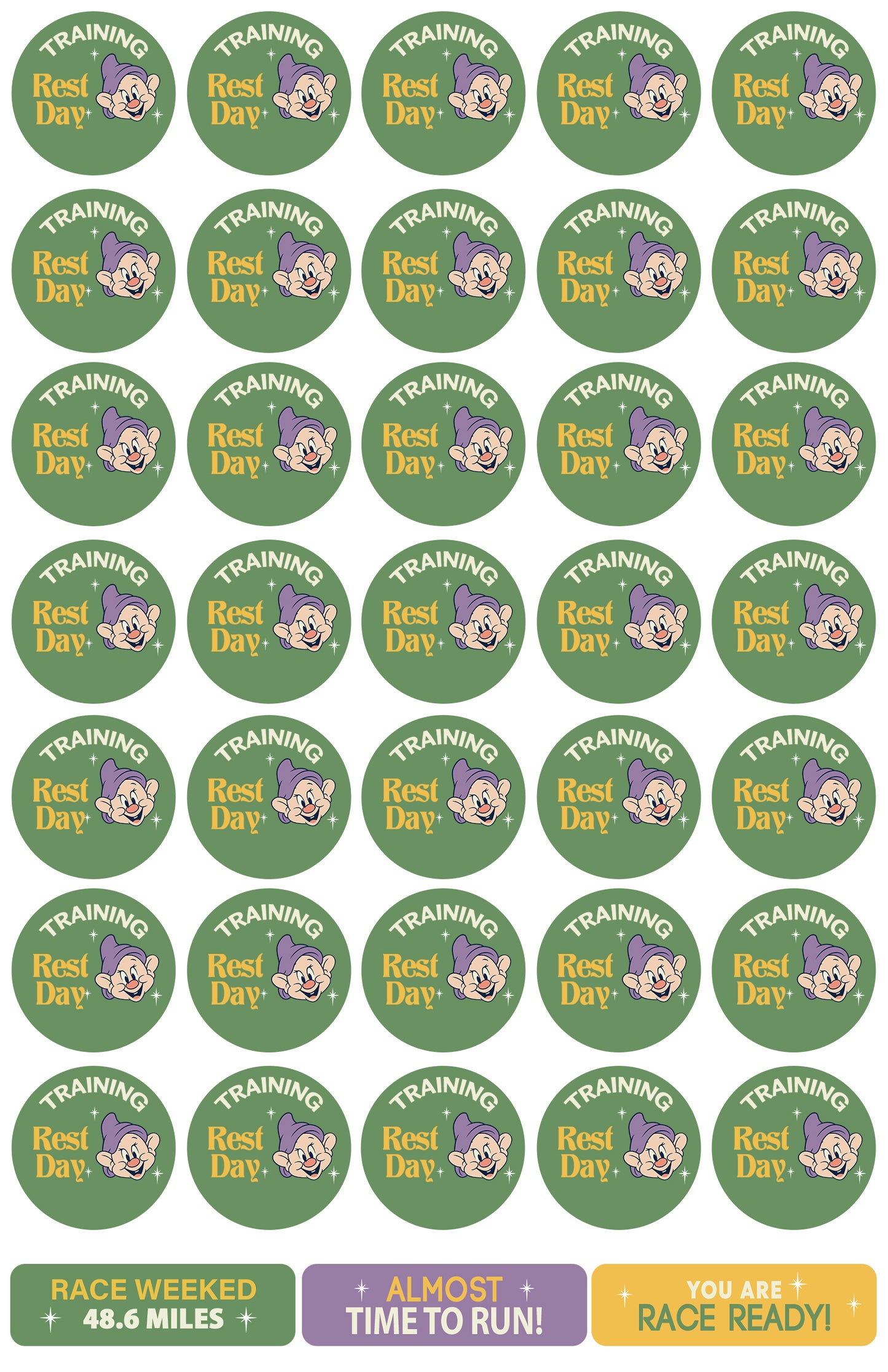RunDisney Marathon Weekend Dopey Challenge 29-Week Galloway Training Plan Stickers THEMED 2027