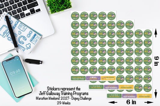 RunDisney Marathon Weekend Dopey Challenge 29-Week Galloway Training Plan Stickers THEMED 2027