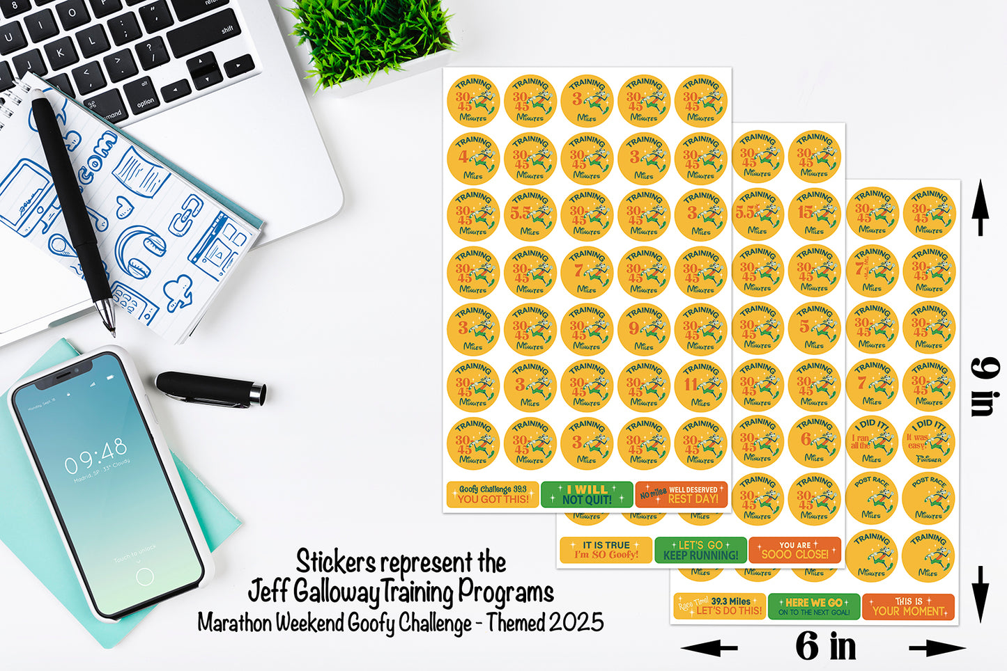 RunDisney Marathon Weekend Goofy Challenge 29-Week Galloway Training Plan Stickers THEMED 2025