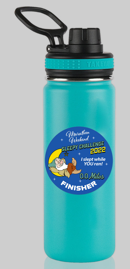 RunDisney Marathon Weekend 2022 Sleepy Challenge 0.0 Miles FINISHER Water Bottle Mug Sticker