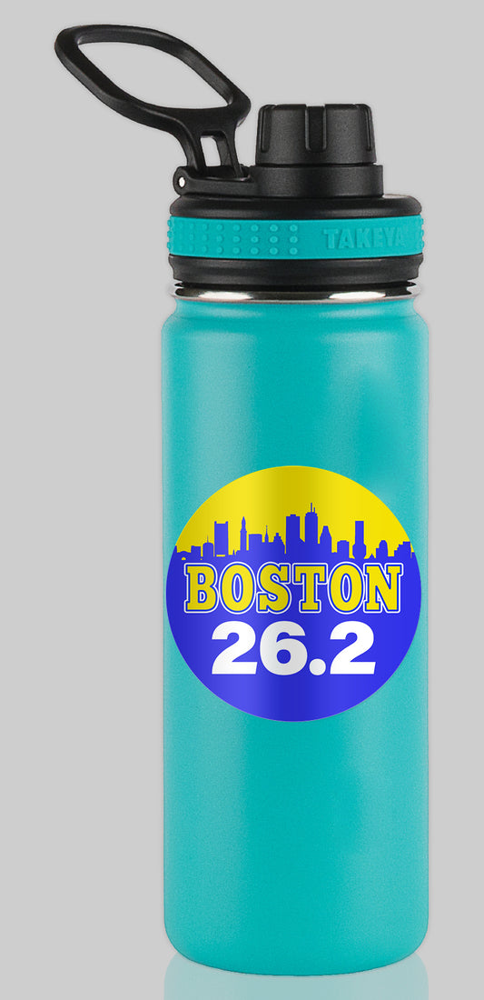 Boston Skyline 26.2 Marathon Water Bottle Mug Sticker