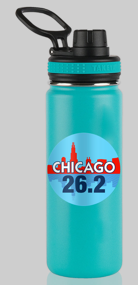 Chicago Skyline 26.2 Marathon Water Bottle Mug Sticker