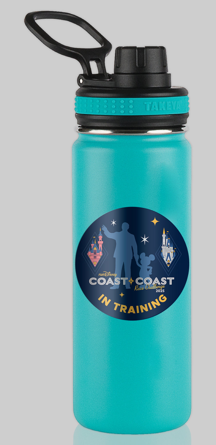 RunDisney and Disneyland Coast To Coast Race Challenge 2025 IN TRAINING or FINISHER Water Bottle Mug Sticker