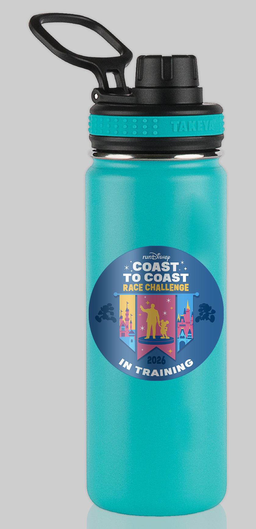 RunDisney and Disneyland Coast To Coast Race Challenge 2026 IN TRAINING or FINISHER or NO WORDS Water Bottle Mug Sticker