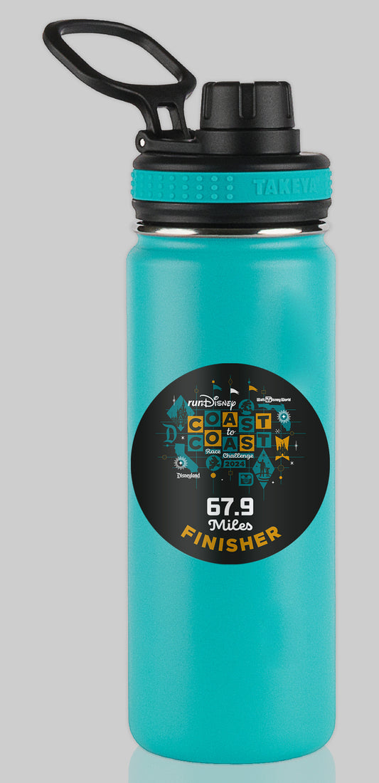 RunDisney and Disneyland Coast To Coast 2024 67.9 Miles FINISHER Water Bottle Mug Sticker