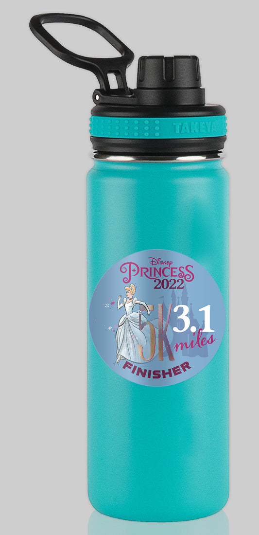 RunDisney Princess Half Marathon Weekend 2022 Princess 5K 3.1 Miles FINISHER Water Bottle Mug Sticker