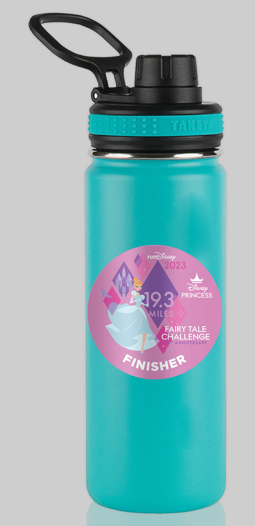 RunDisney Princess Half Marathon Weekend 2023 Princess Fairy Tale Challenge 19.3 Miles FINISHER Water Bottle Mug Sticker