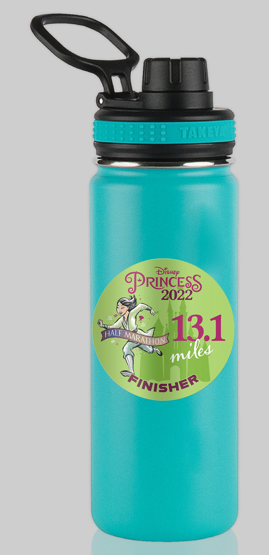 RunDisney Princess Half Marathon Weekend 2022 Princess Half Marathon 13.1 Miles FINISHER Water Bottle Mug Sticker
