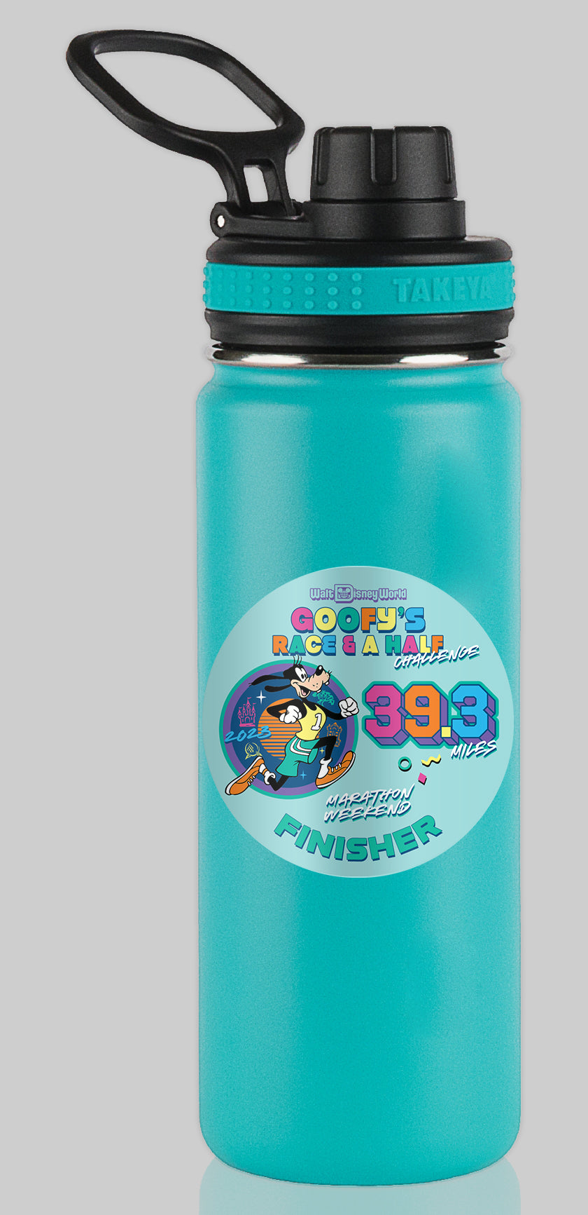 RunDisney Marathon Weekend 2023 Goofy Challenge 39.3 Miles FINISHER Water Bottle Mug Sticker