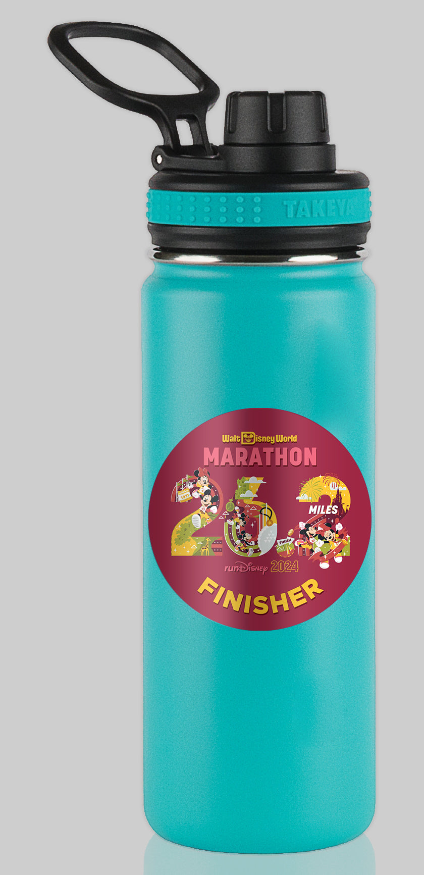 RunDisney Marathon Weekend 2024 Marathon 26.2 Miles FINISHER Water Bottle Mug Sticker