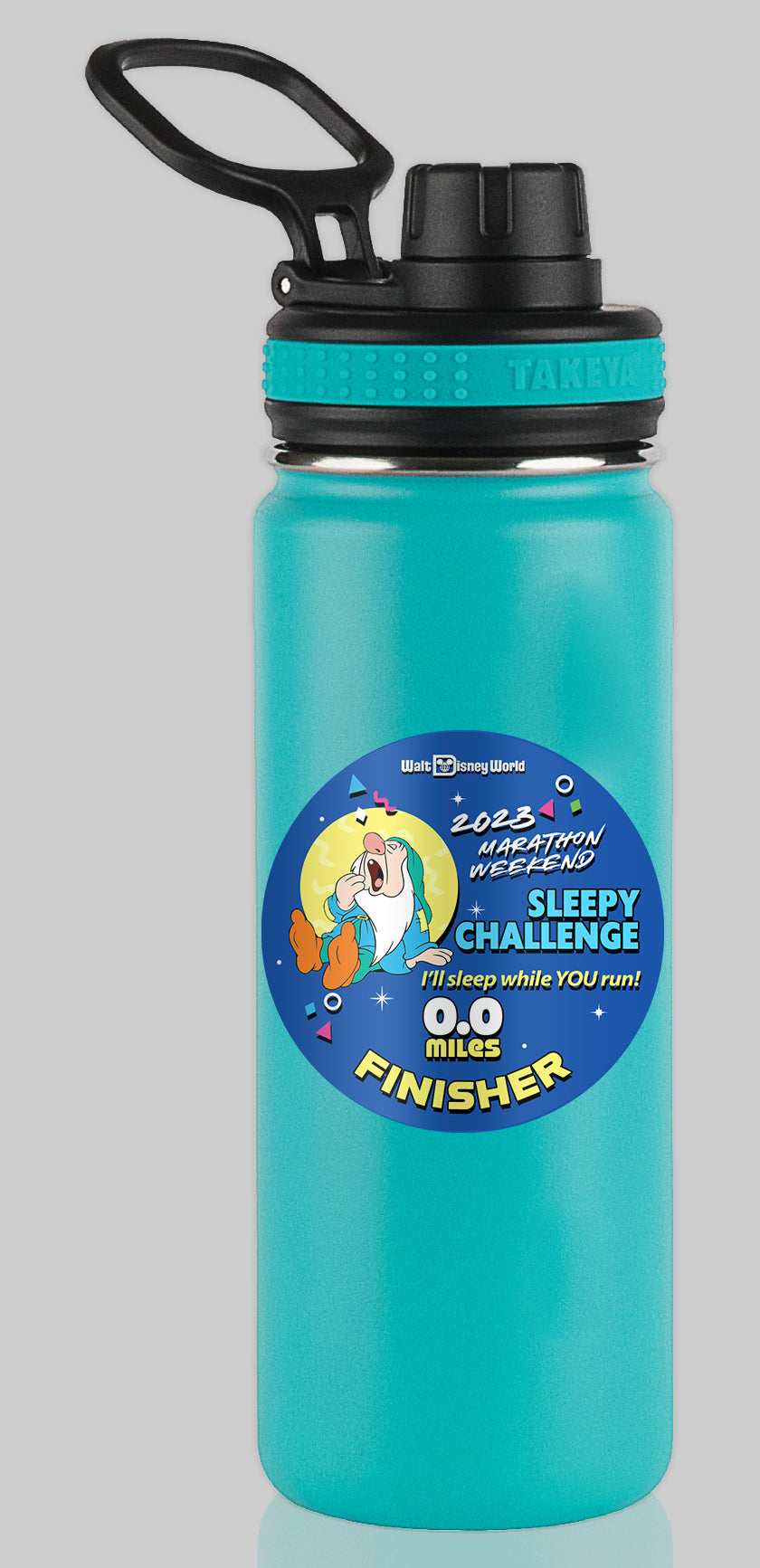 RunDisney Marathon Weekend 2023 Sleepy Challenge 0.0 Miles Character Water Bottle Mug Sticker