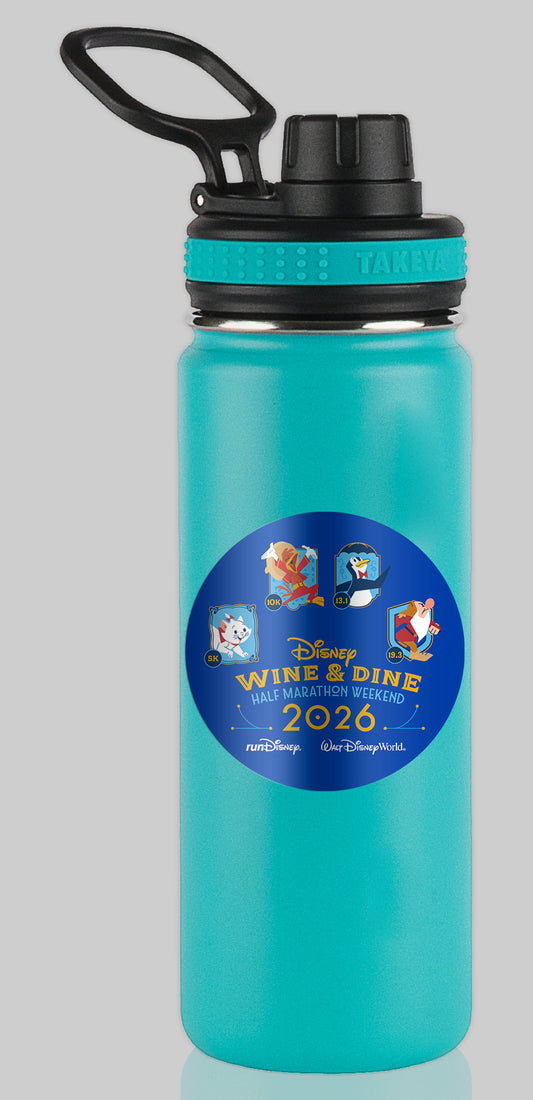 RunDisney Wine & Dine Weekend 2026 Generic Race Weekend NO WORDS Water Bottle Mug Sticker