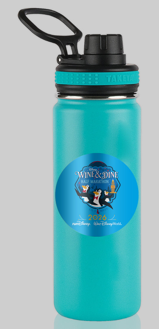 RunDisney Wine & Dine Weekend 2026 Half Marathon 13.1 Miles NO WORDS or FINISHER Water Bottle Mug Sticker