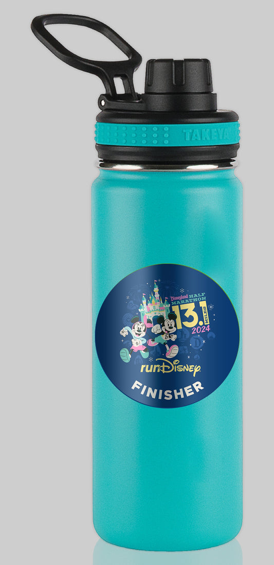 Disneyland Half Marathon Weekend 2024 Half Marathon 13.1 Miles FINISHER Water Bottle Mug Sticker THEMED