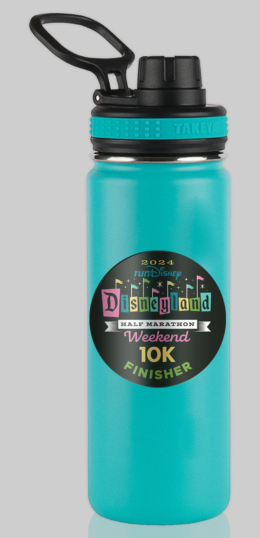 Disneyland Half Marathon Weekend 2024 10K 6.2 Miles FINISHER Water Bottle Mug Sticker