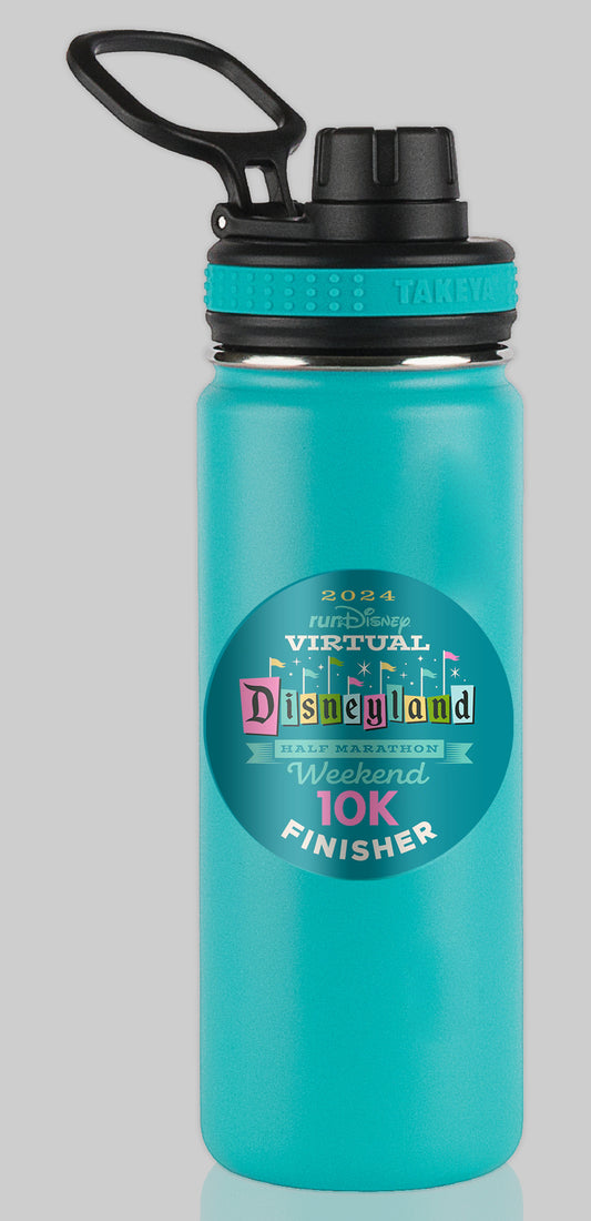 Disneyland Half Marathon Weekend 2024 10K 6.2 Miles Virtual FINISHER Water Bottle Mug Sticker