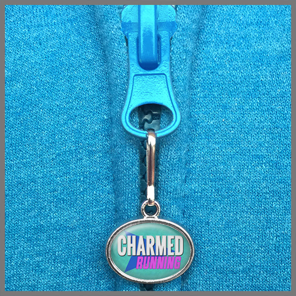 RunDisney Running Mouse Design Blue on Black Background Shoe Charm or Zipper Pull