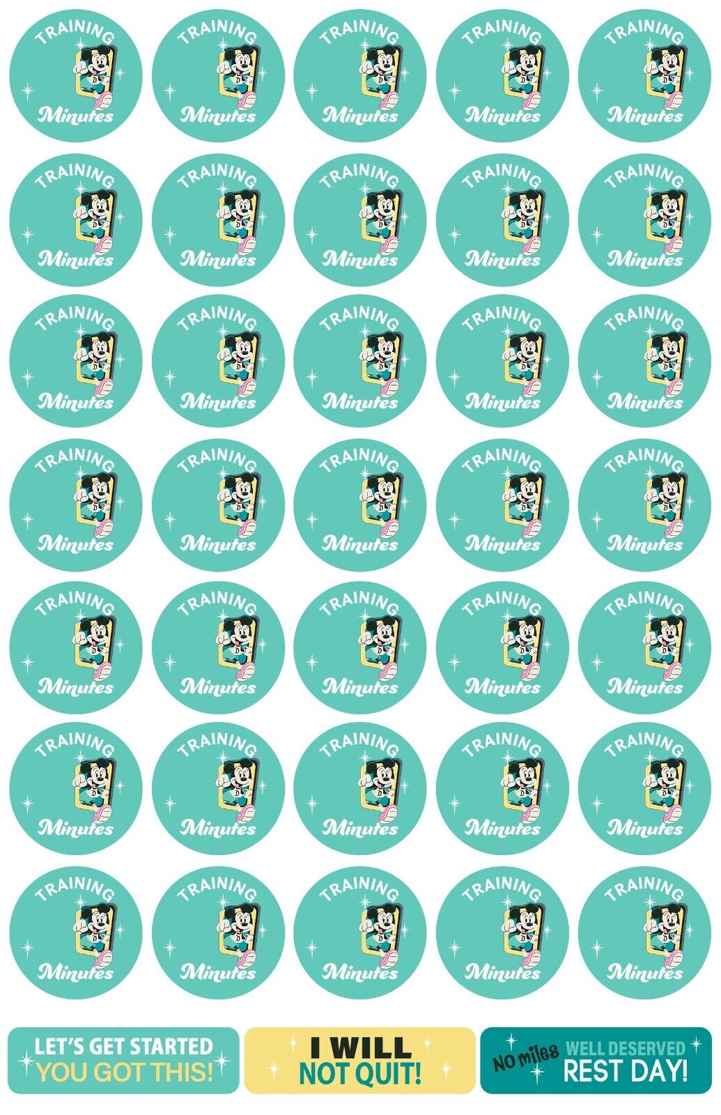 Disneyland Half Marathon BLANK THEMED Training Plan Stickers