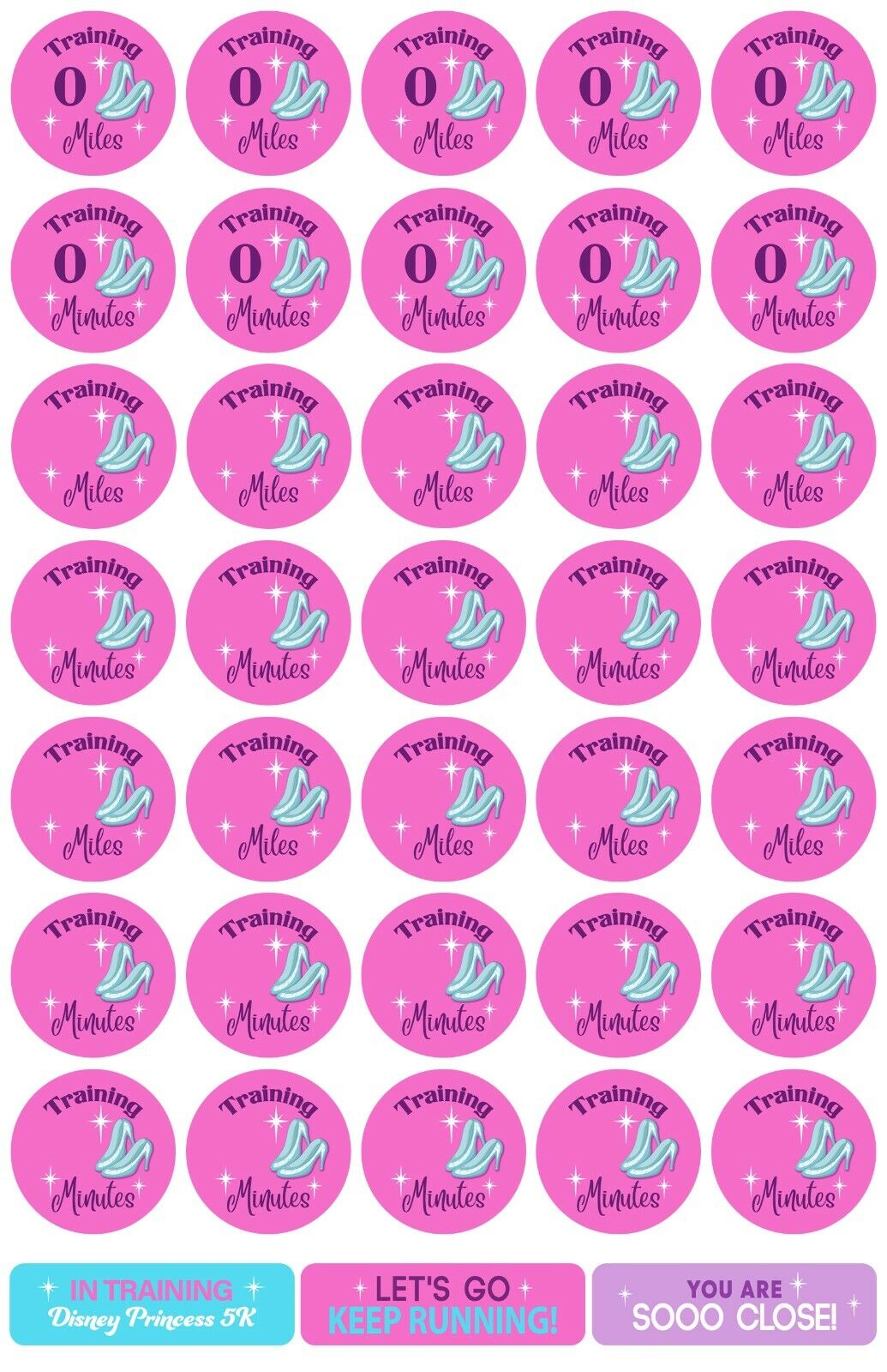 RunDisney Princess Half Marathon Weekend 5K 13-Week Galloway Training Plan Stickers